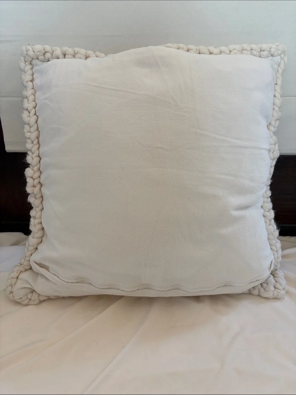 Crate&Barrel Cozy Knit Cable Throw Pillow Cover in Ivory - Set of 2